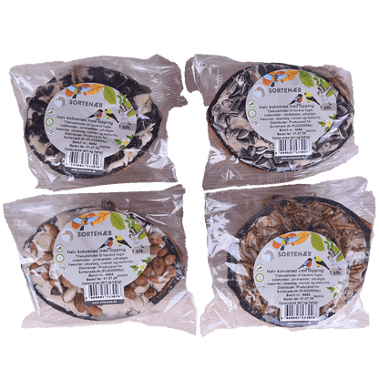 Schwarze Mischung aus halben Kokosnüssen mit Topping (gemischt) - Preis pro Stück!